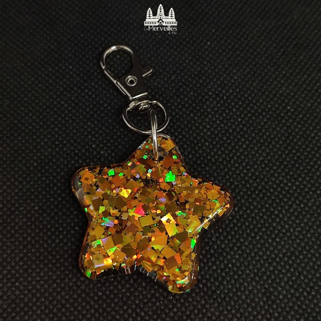 Porte-clé en Résine – Paillettes Scintillantes