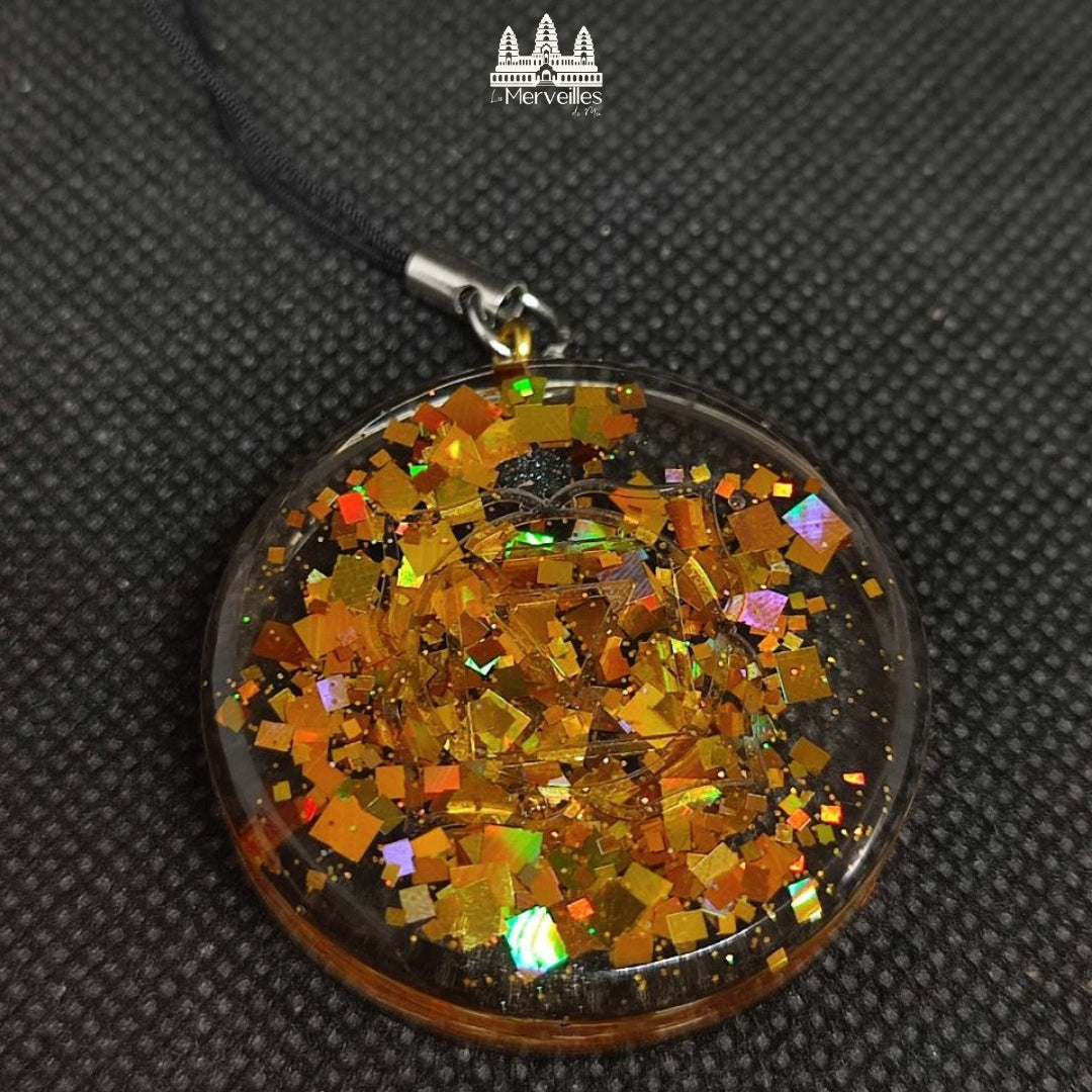 Porte-clé Résine Pailletée – Galet Chakra Racine