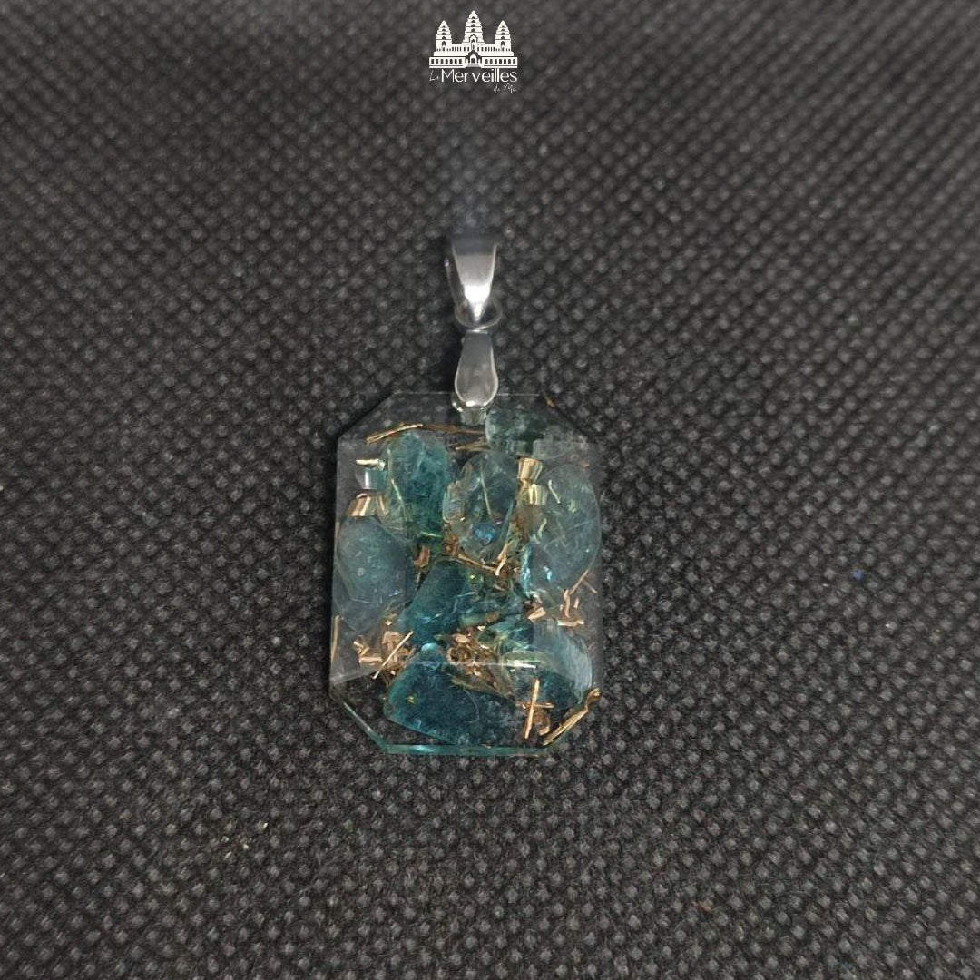 Pendentif orgonite Apatite Bleue ( Petit format )