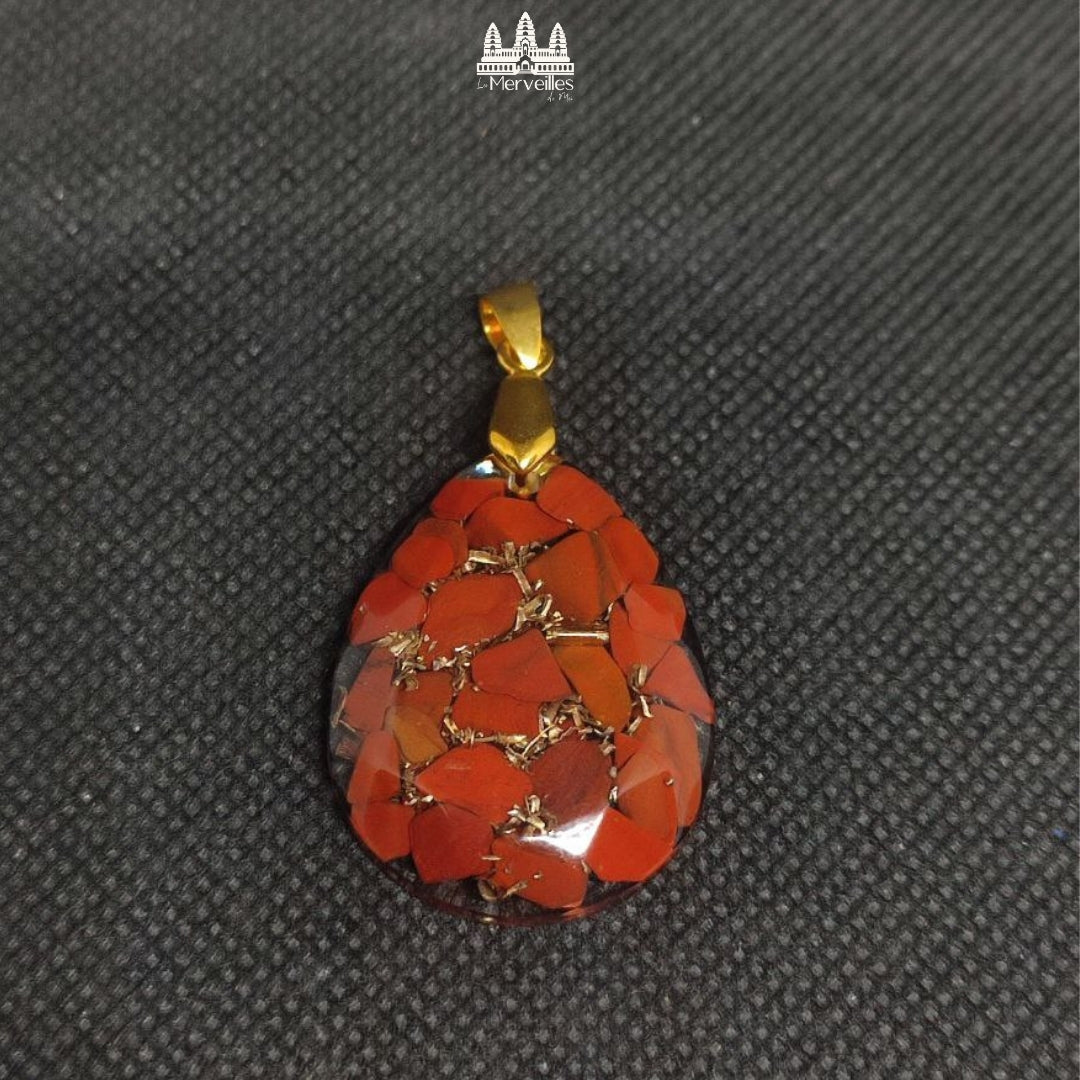 Pendentif orgonite Jaspe rouge ( Moyen format )