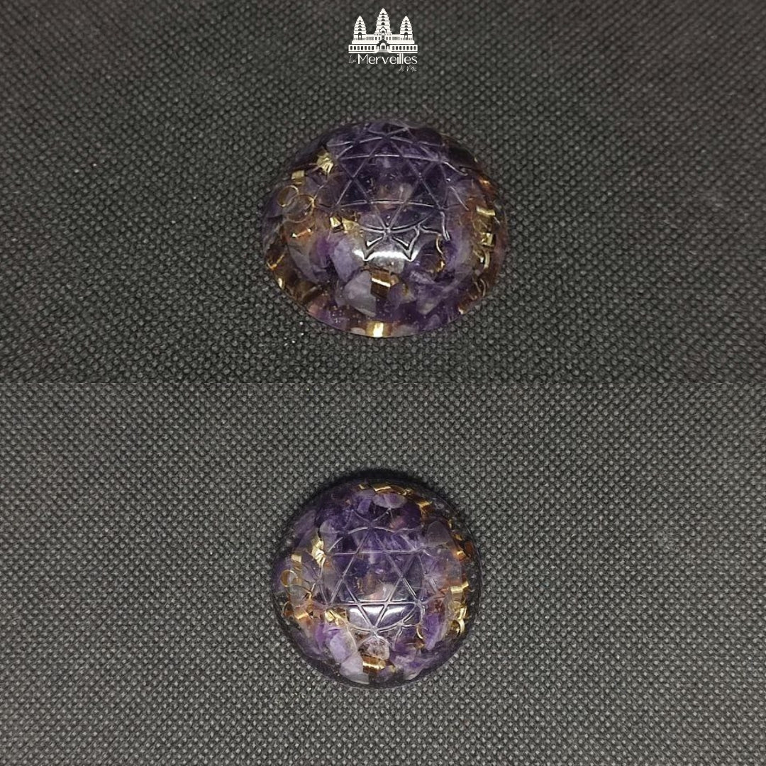 Orgonite de poche Améthyste / symbole Chakra du Coeur