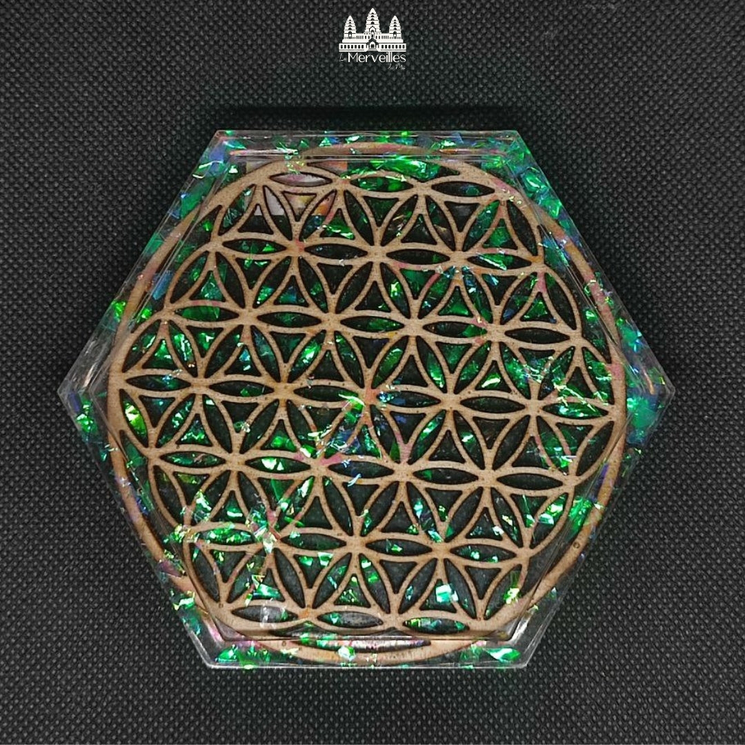 Plateau de recharge hexagonale Fleur de vie