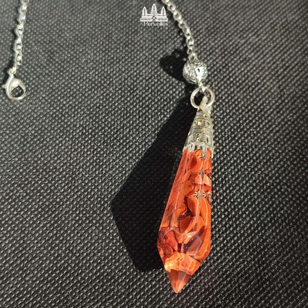 Pendule Orgonite – Jaspe Rouge (Moyen Format)