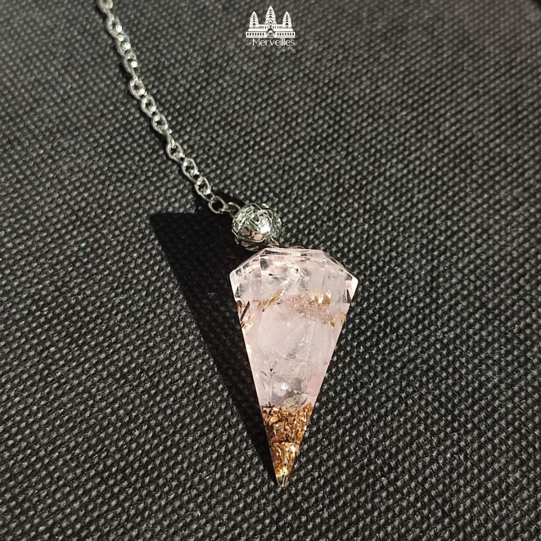 Pendule Orgonite – Quartz Rose (Petit Format)