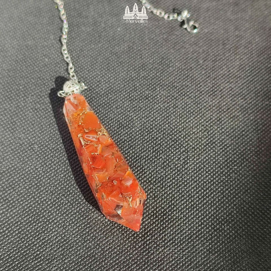 Pendule Orgonite – Cornaline (Grand Format)
