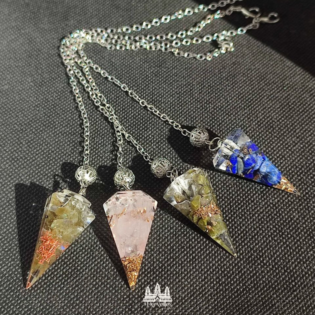 Pendule Orgonite – Quartz Rose (Petit Format)