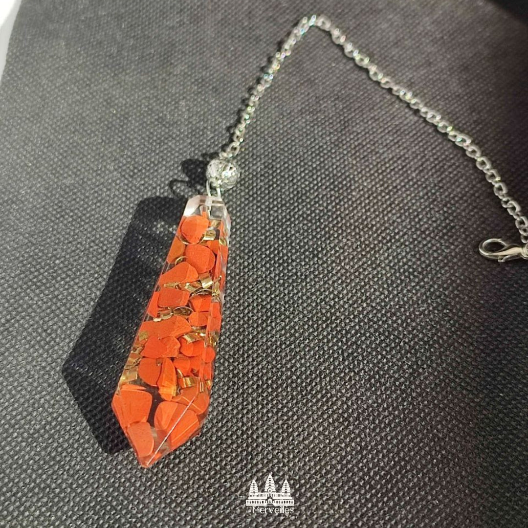 Pendule Orgonite – Jaspe Rouge (Grand Format)
