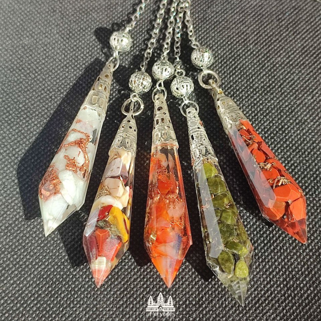 Pendule Orgonite – Jaspe Rouge (Moyen Format)