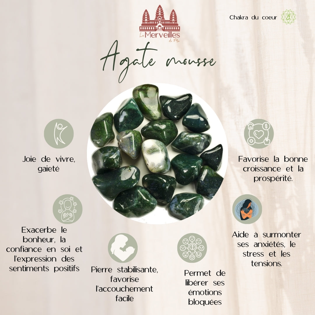 Orgonite cône – Aventurine Verte, Agate Mousse & Jaspe Rouge
