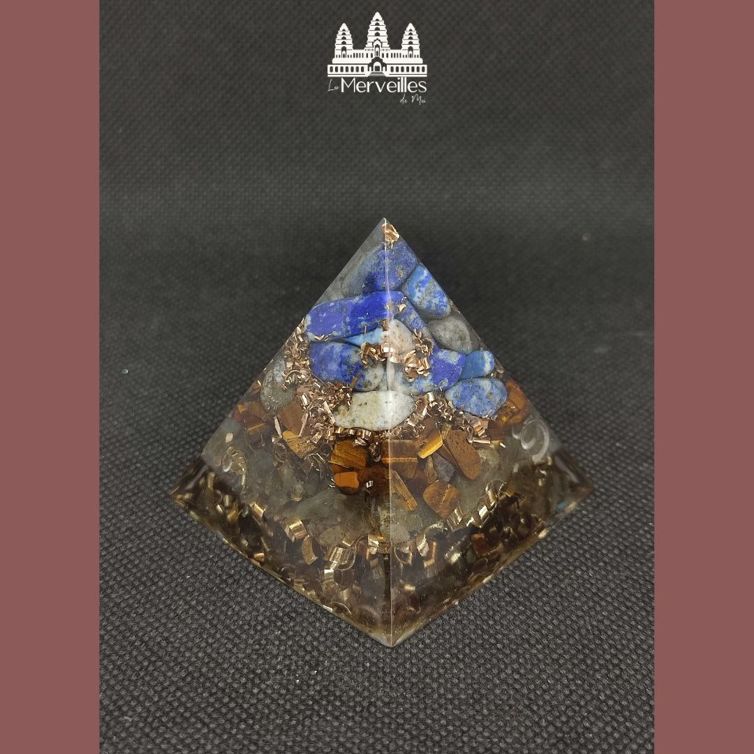 Orgonite Pyramidale Lapis Lazuli, Oeil de Tigre & Labradorite