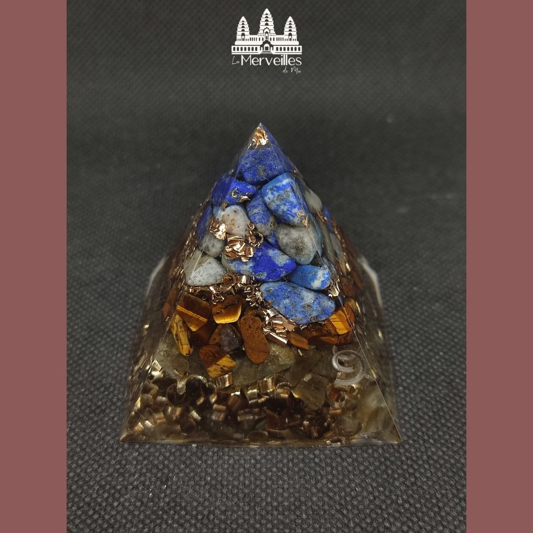 Orgonite Pyramidale Lapis Lazuli, Oeil de Tigre & Labradorite