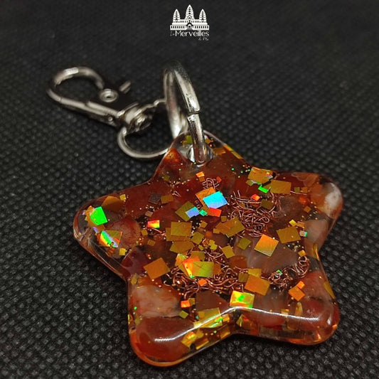 Porte-clé Orgonite Étoile – Cornaline
