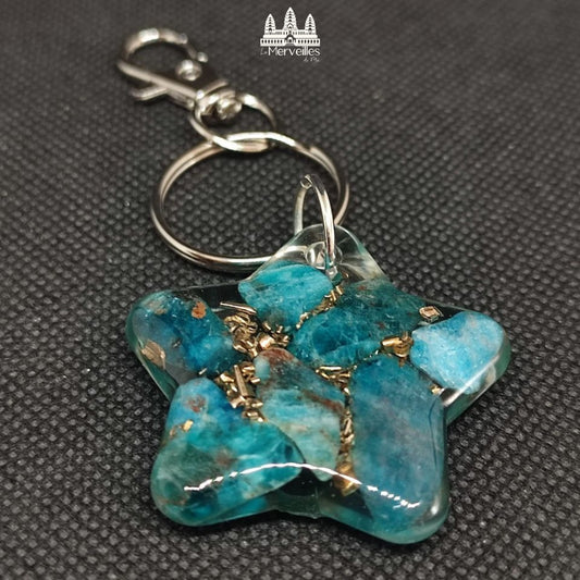 Porte-clé Orgonite – Apatite bleue du Brésil