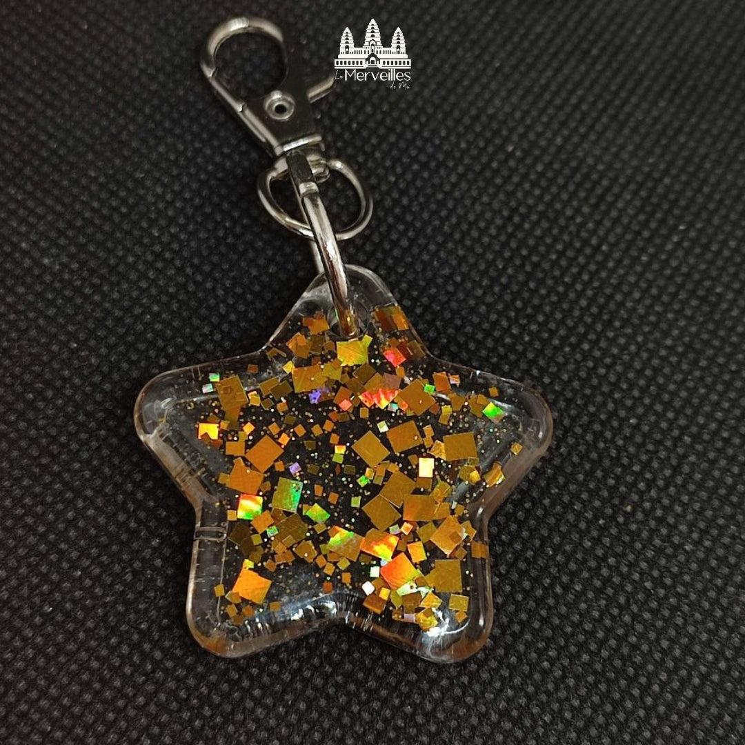 Porte-clé en Résine – Paillettes Scintillantes