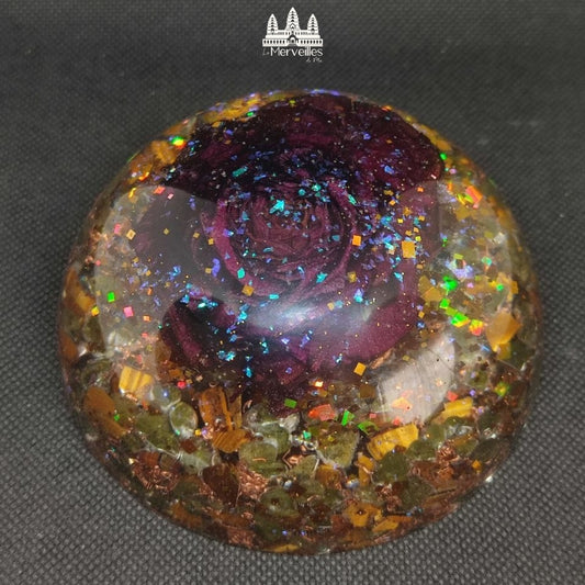Orgonite Dôme Rose , Epidote & Oeil de tigre