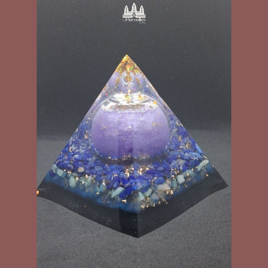 EDITION SPECIALE - Orgonite Pyramidale Monde Intérieur Lapis Lazuli, Amazonite & Quartz Rose