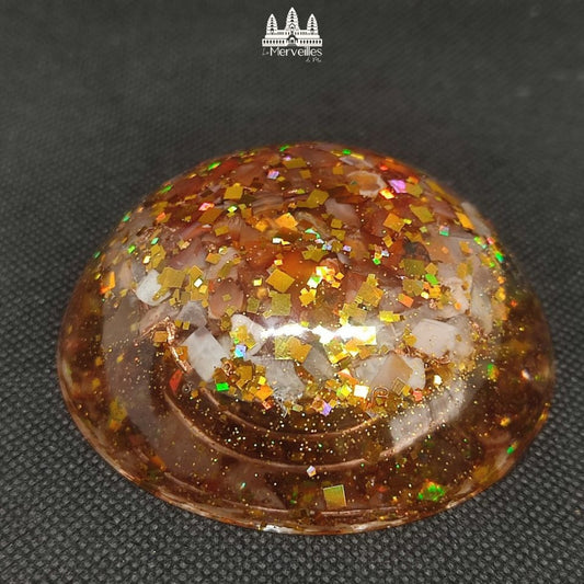 Orgonite dôme – Cornaline & Pierre de Lune