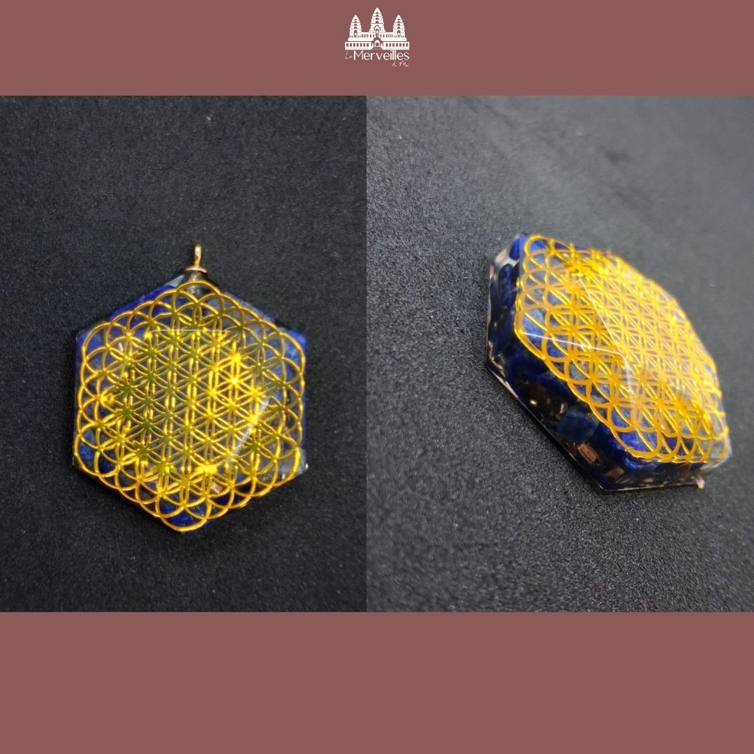 Pendentif Orgonite Lapis Lazuli & Fleur de Vie