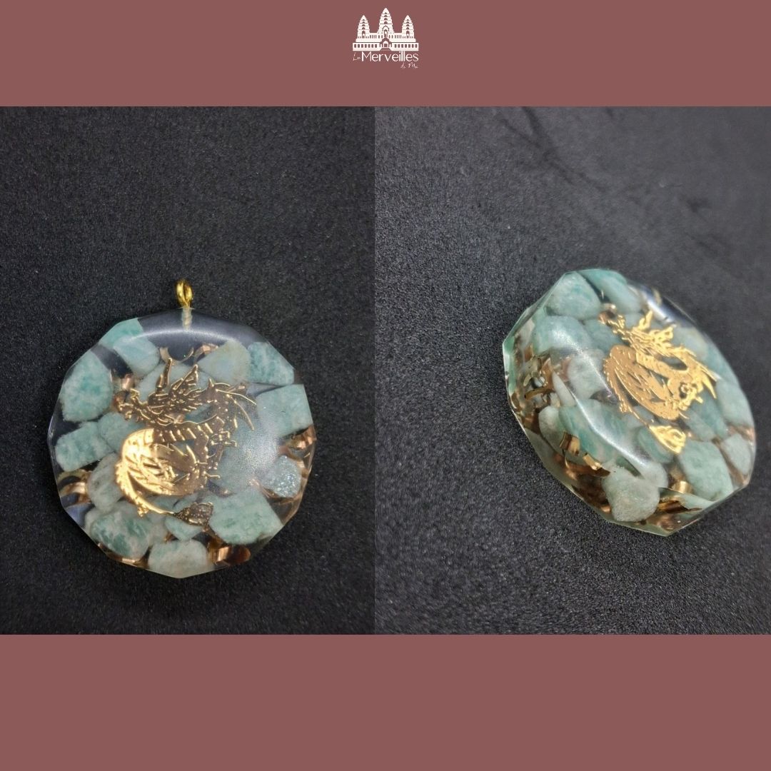 Pendentif Orgonite – Amazonite & Dragon Céleste