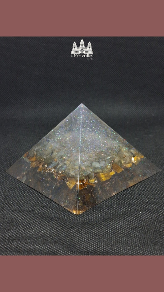 Orgonite Pyramidale – Protection & Équilibre symbole Cube de Métatron