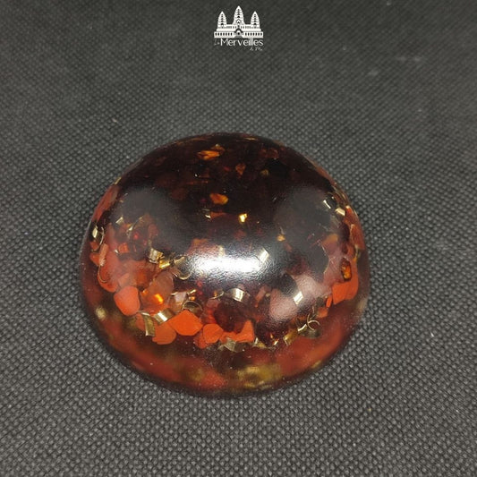Orgonite dôme – Ambre & Jaspe Rouge (effet mat)
