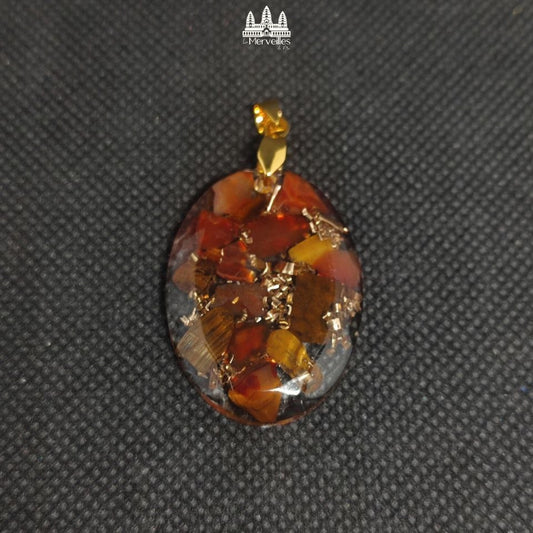 Pendentif orgonite Cornaline & Oeil de tigre ( Moyen format )