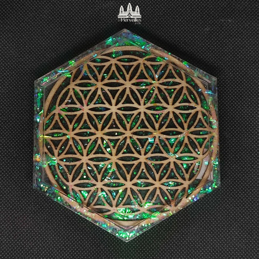 Plateau de recharge forme hexagonale Fleur de vie