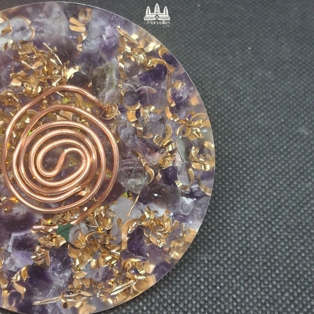 NOUVEAUTE ! Orgonite Dôme symbole Dragon, Amazonite & Améthyste