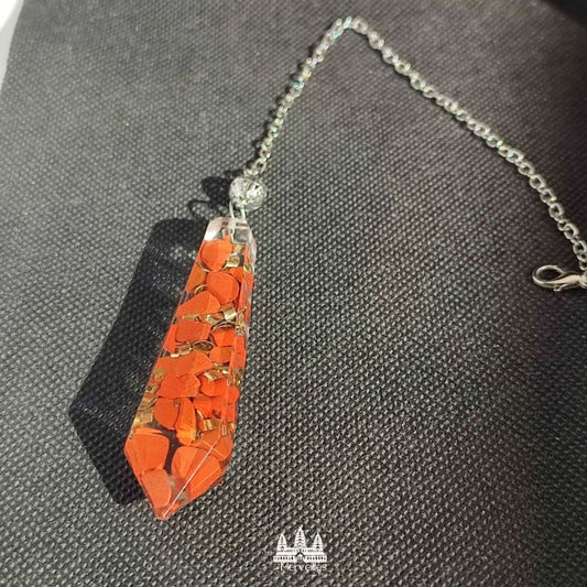 Pendule Orgonite – Jaspe Rouge (Grand Format)