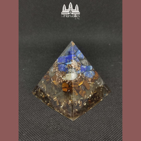 Orgonite Pyramidale Lapis Lazuli, Oeil de Tigre & Labradorite